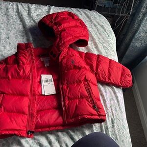 Vibrant Red Puffer Jacket with Hood